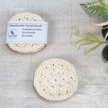 Eco-Friendly Crochet Facial Scrub, Make-Up Remover Pads, Reusable Face Scrubs Pk 2