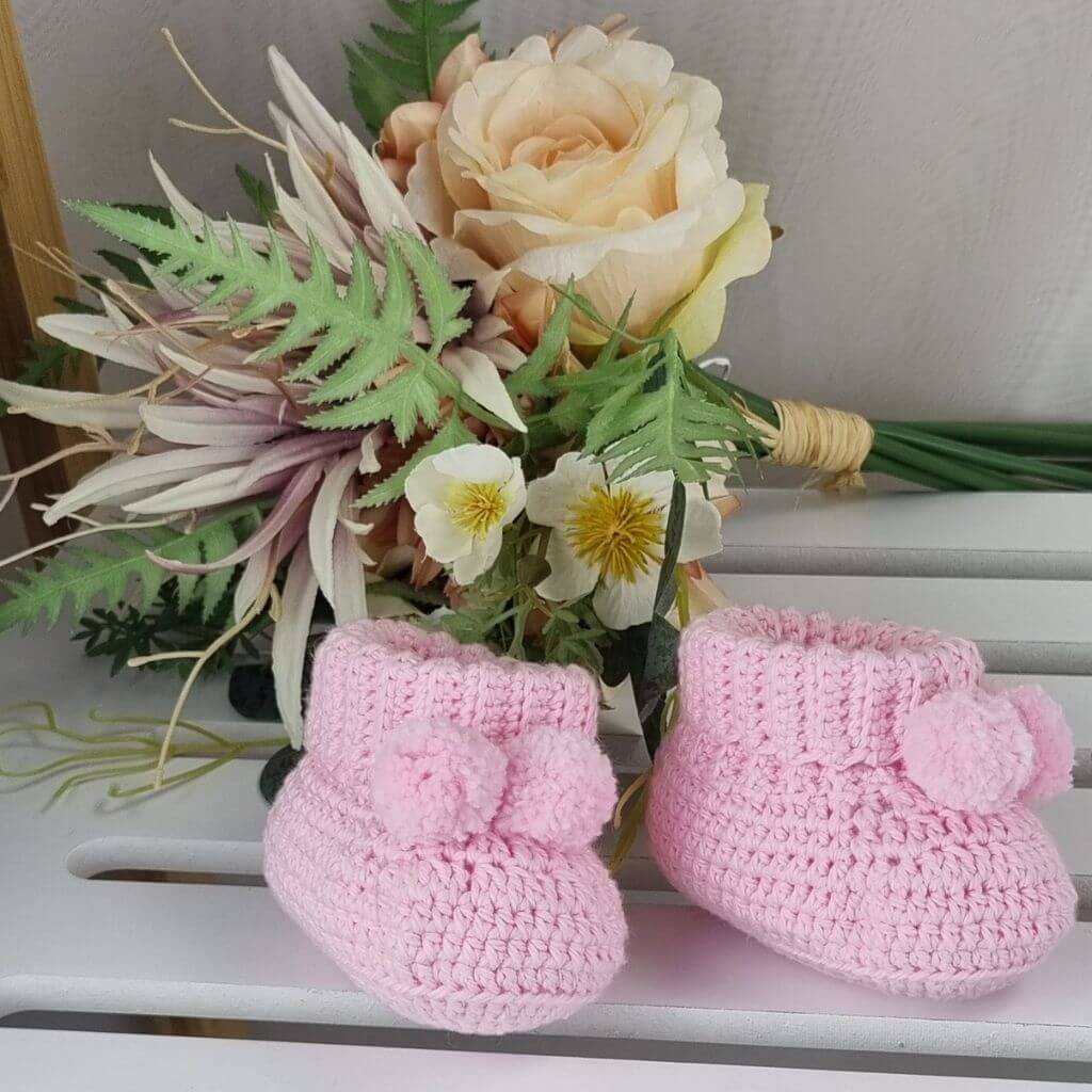 Cotton Baby Booties Newborn Gift, Soft, Sustainable, Gender Reveal Pink Blue - Jacaranda Country Crafts