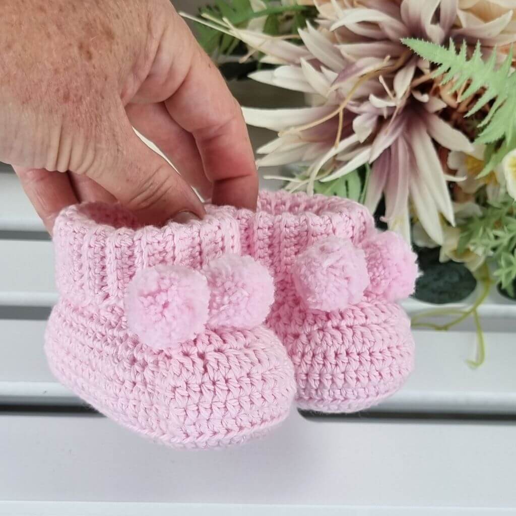 Cotton Baby Booties Newborn Gift, Soft, Sustainable, Gender Reveal Pink Blue - Jacaranda Country Crafts