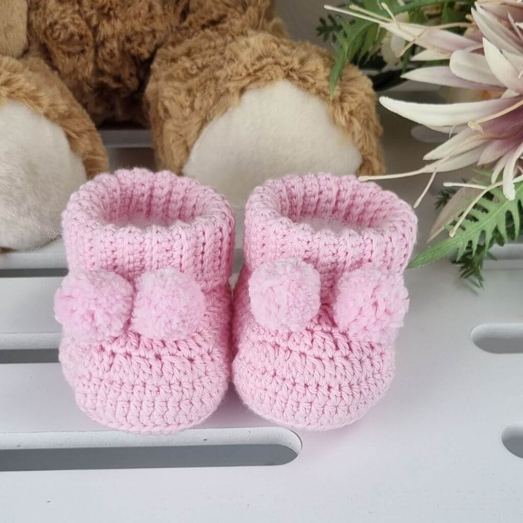 Cotton Baby Booties Newborn Gift, Soft, Sustainable, Gender Reveal Pink Blue - Jacaranda Country Crafts