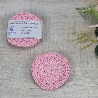 Eco-Friendly Crochet Facial Scrub, Make-Up Remover Pads, Reusable Face Scrubs Pk 2