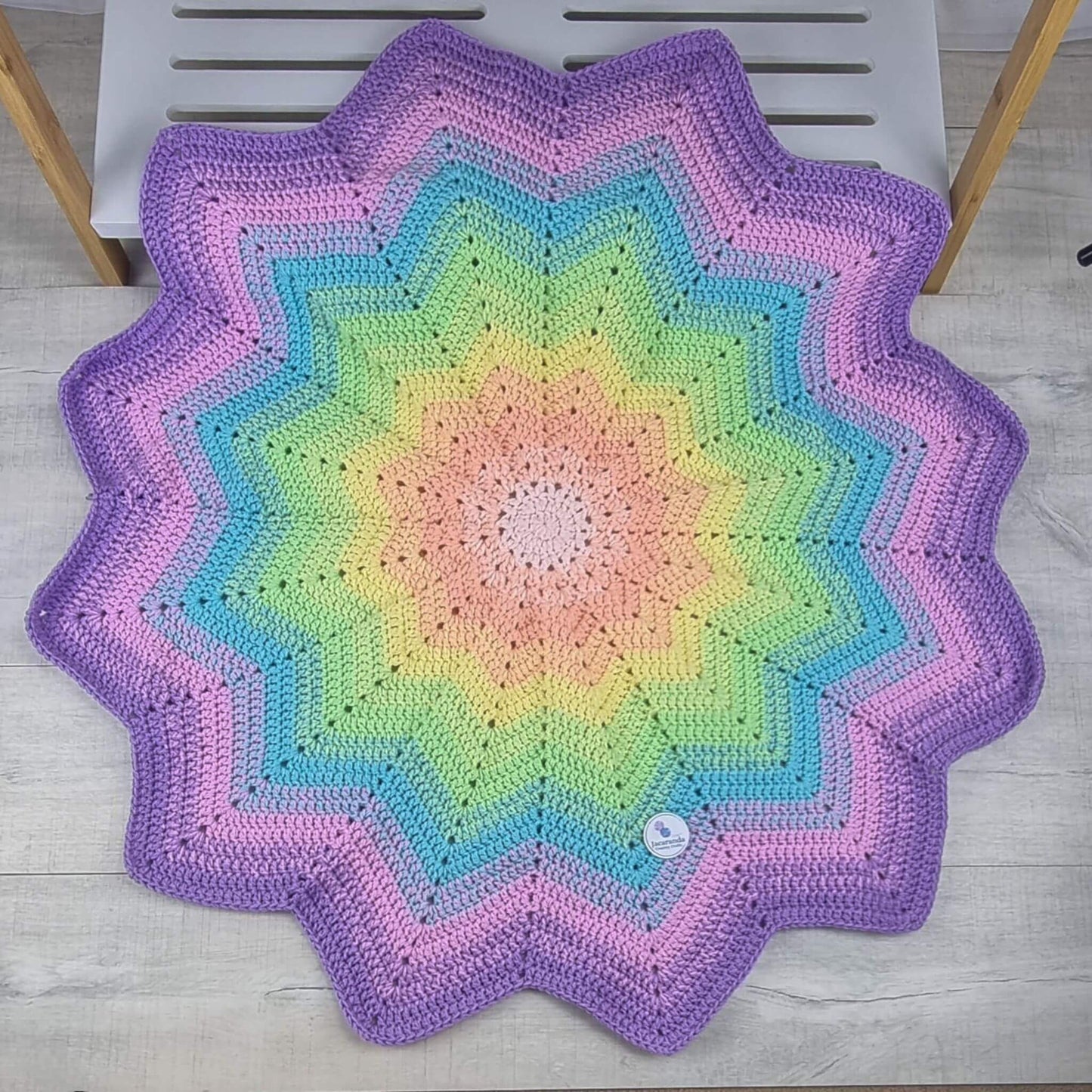 Rainbow Star Acrylic Blanket, Baby or Toddler, Adult Lap Blanket