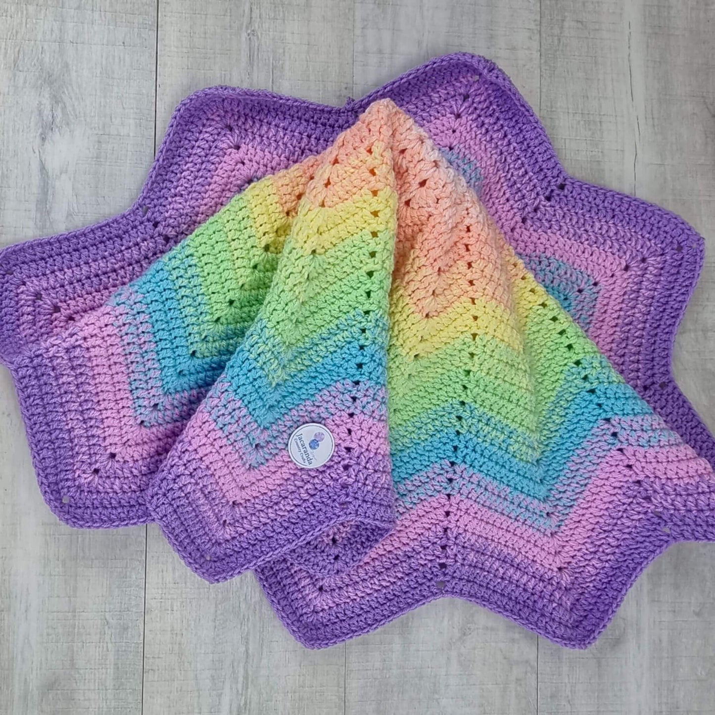 Rainbow Star Acrylic Blanket, Baby or Toddler, Adult Lap Blanket