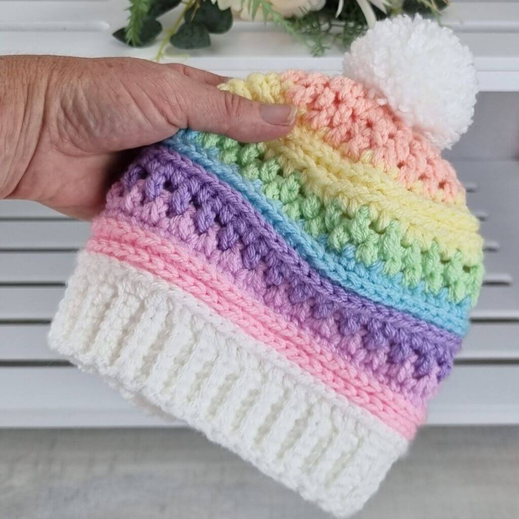 Rainbow Beanie and Cowl - Jacaranda Country Crafts