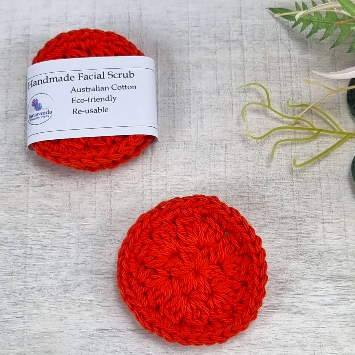 Eco-Friendly Crochet Facial Scrub, Make-Up Remover Pads, Reusable Face Scrubs Pk 2