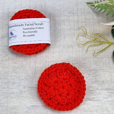 Eco-Friendly Crochet Facial Scrub, Make-Up Remover Pads, Reusable Face Scrubs Pk 2 - Jacaranda Country Crafts