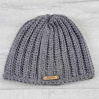 Australian Wool Ribbed Beanie Soft and Cosy Handmade Grey