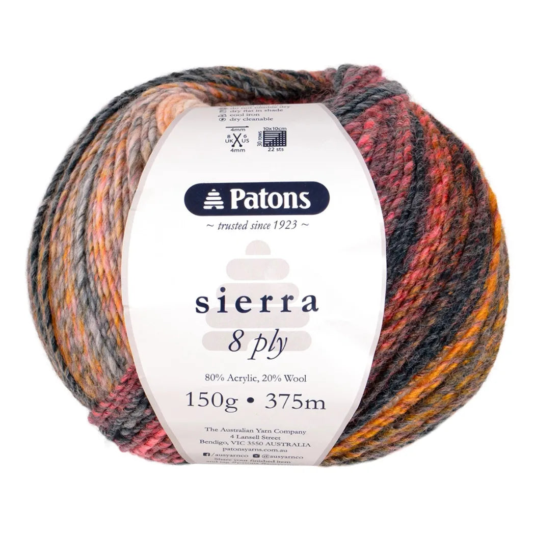 Patons Sierra 8 Ply Yarn – Premium Wool Blend Knitting & Crochet Yarn Australia