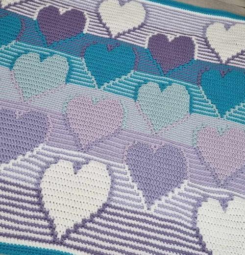 Wonky Hearts Acrylic Knee Rug Blanket