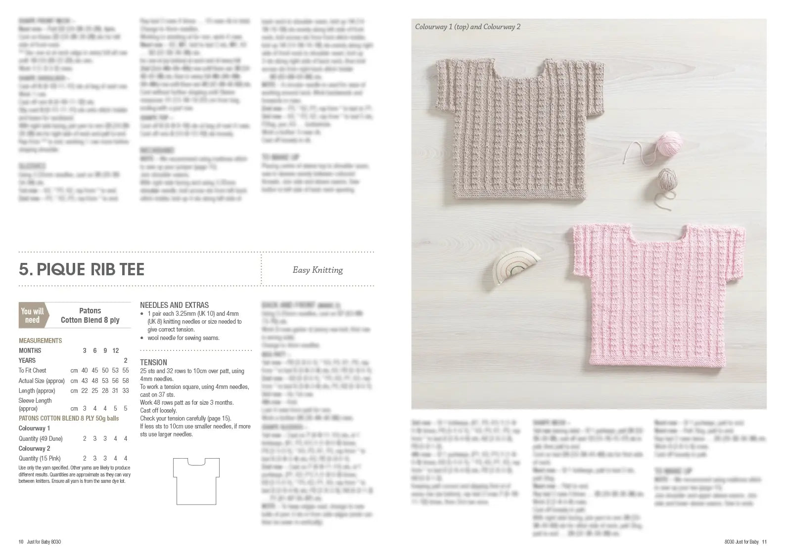 Just for Baby | Printed Knitting Pattern Book | Cotton Blend 8 Ply Baby Knits