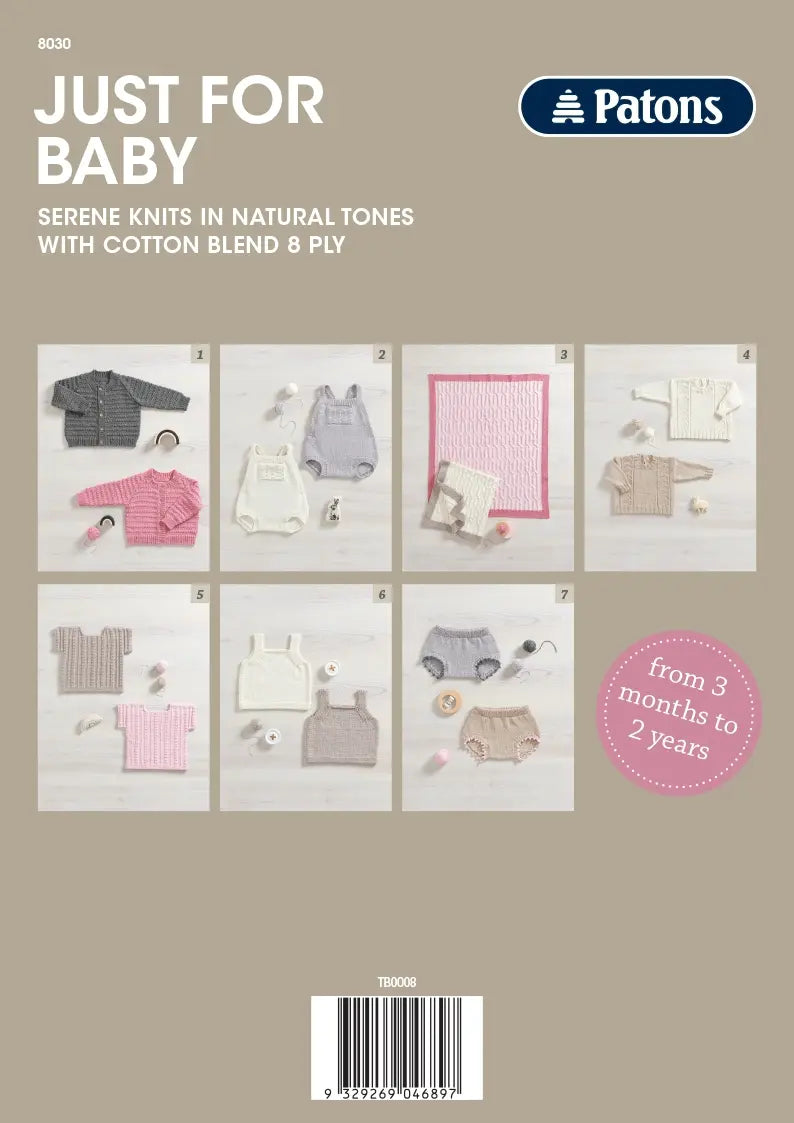 Just for Baby | Printed Knitting Pattern Book | Cotton Blend 8 Ply Baby Knits