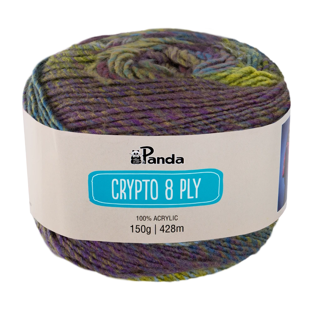 Panda Crypto 8 Ply Yarn – Colourful Acrylic Cake Yarn (150g)