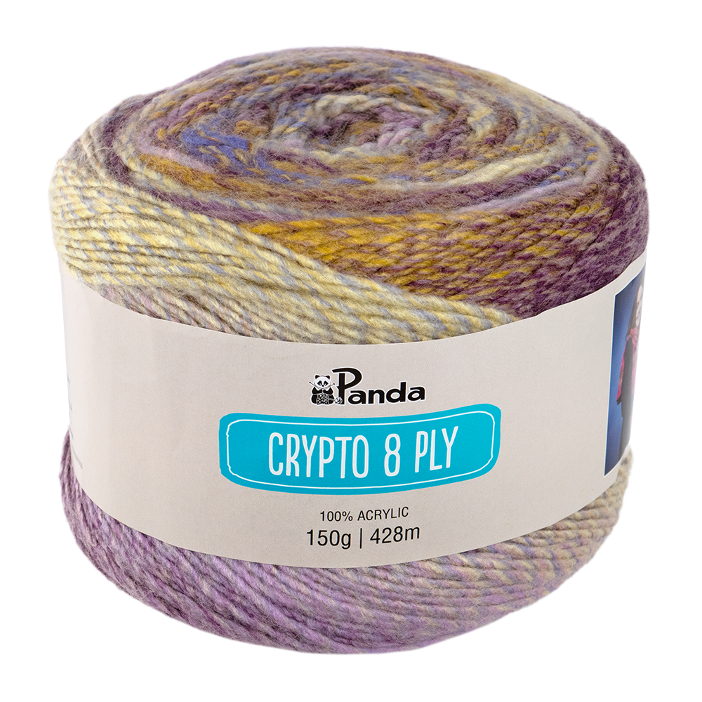Panda Crypto 8 Ply Yarn – Colourful Acrylic Cake Yarn (150g)