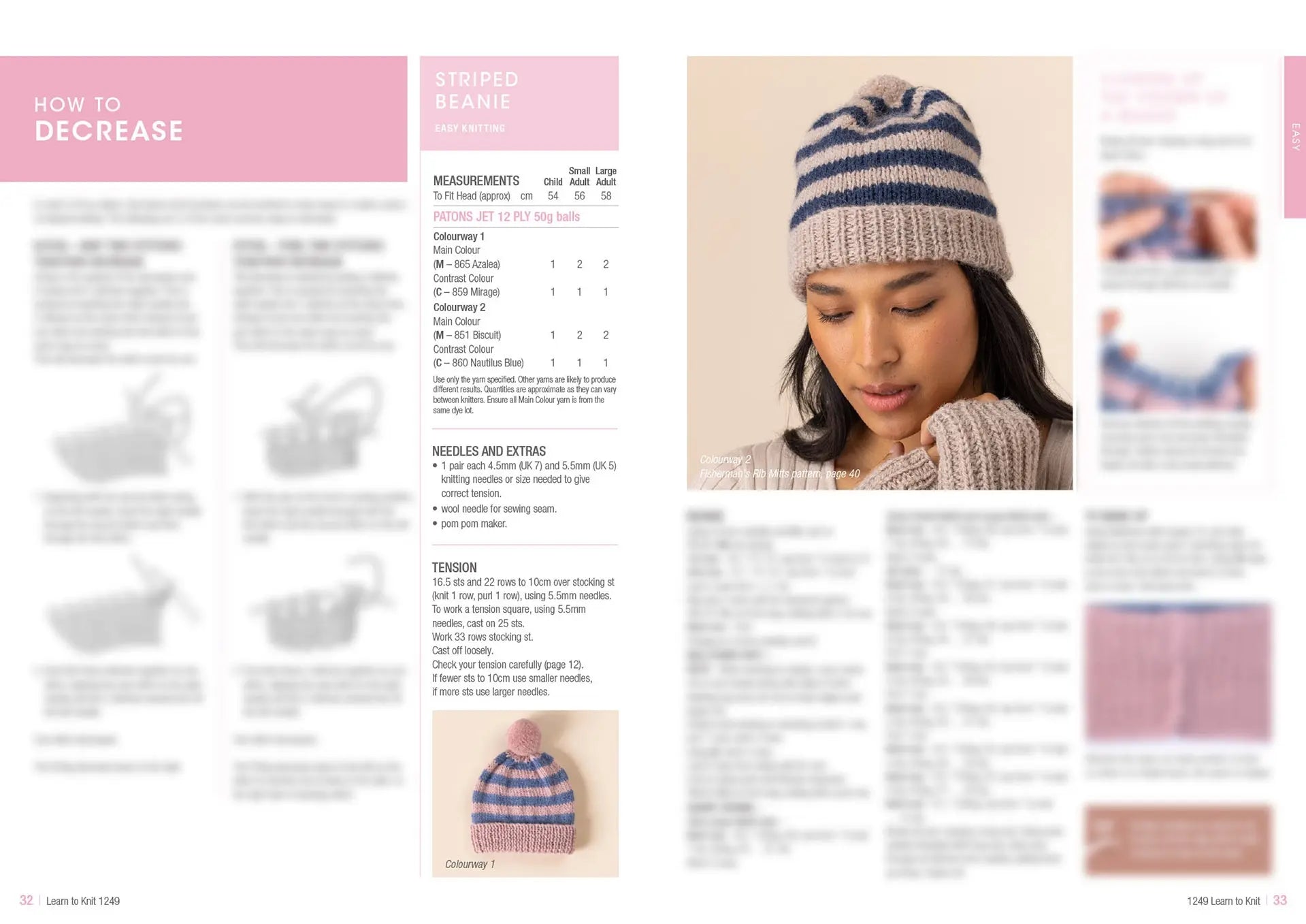 Learn to Knit Book 1249 | Printed Patterns Beginner Knitting Guide & Projects