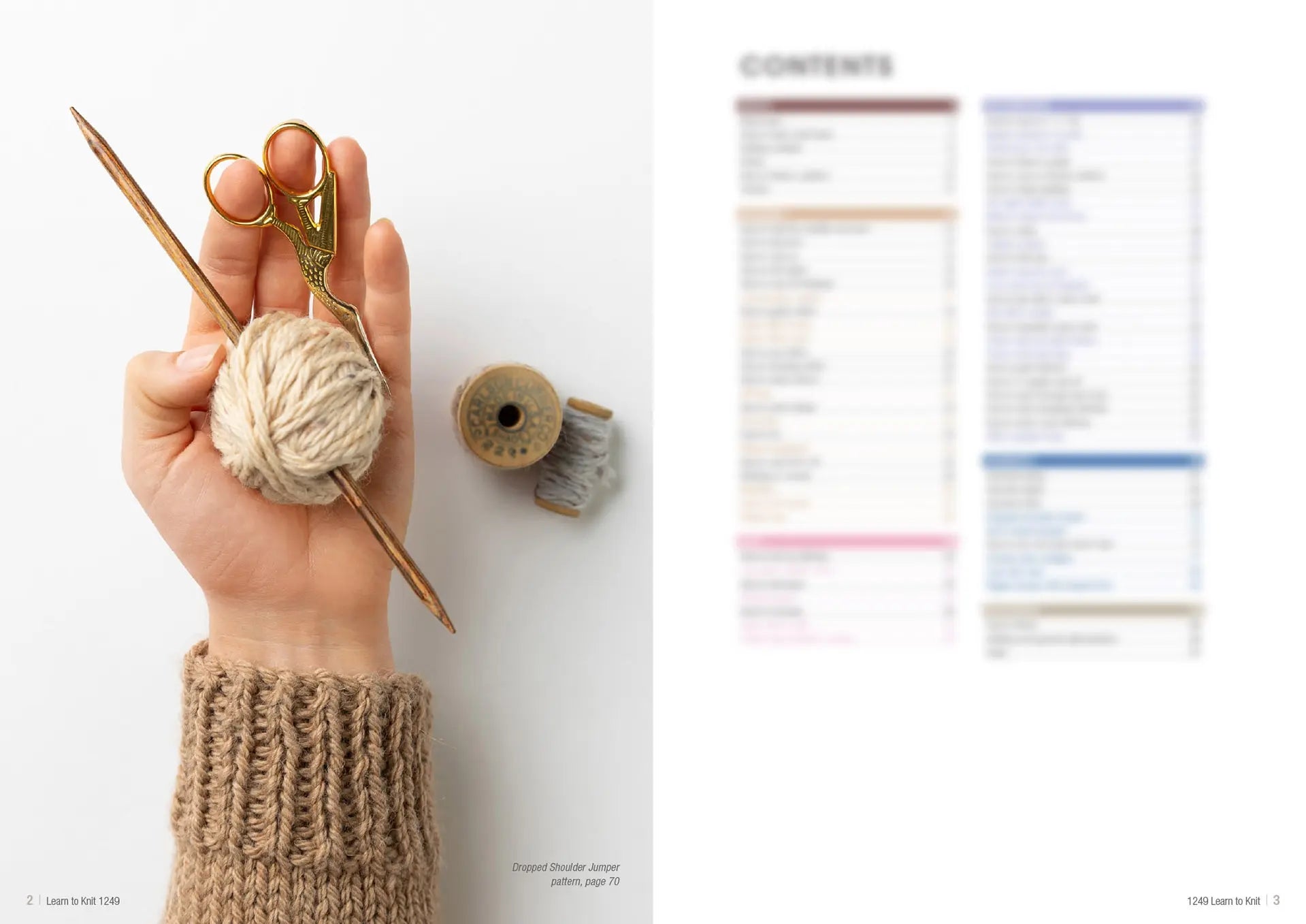 Learn to Knit Book 1249 | Printed Patterns Beginner Knitting Guide & Projects