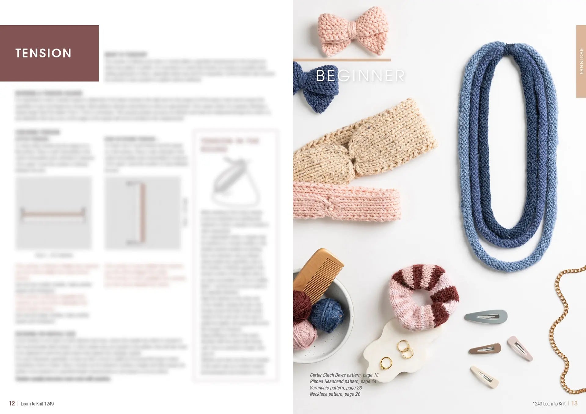 Learn to Knit Book 1249 | Printed Patterns Beginner Knitting Guide & Projects