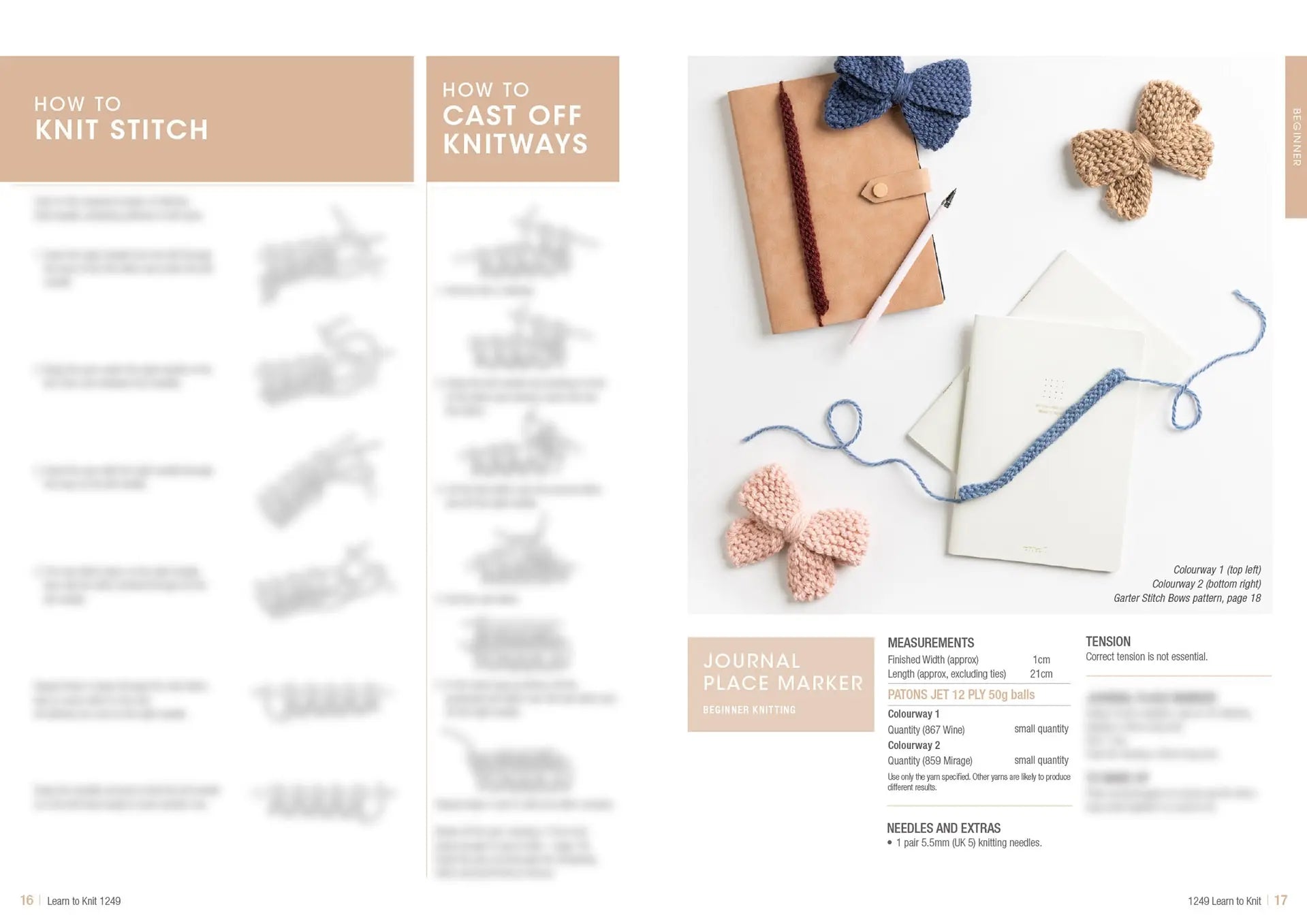 Learn to Knit Book 1249 | Printed Patterns Beginner Knitting Guide & Projects