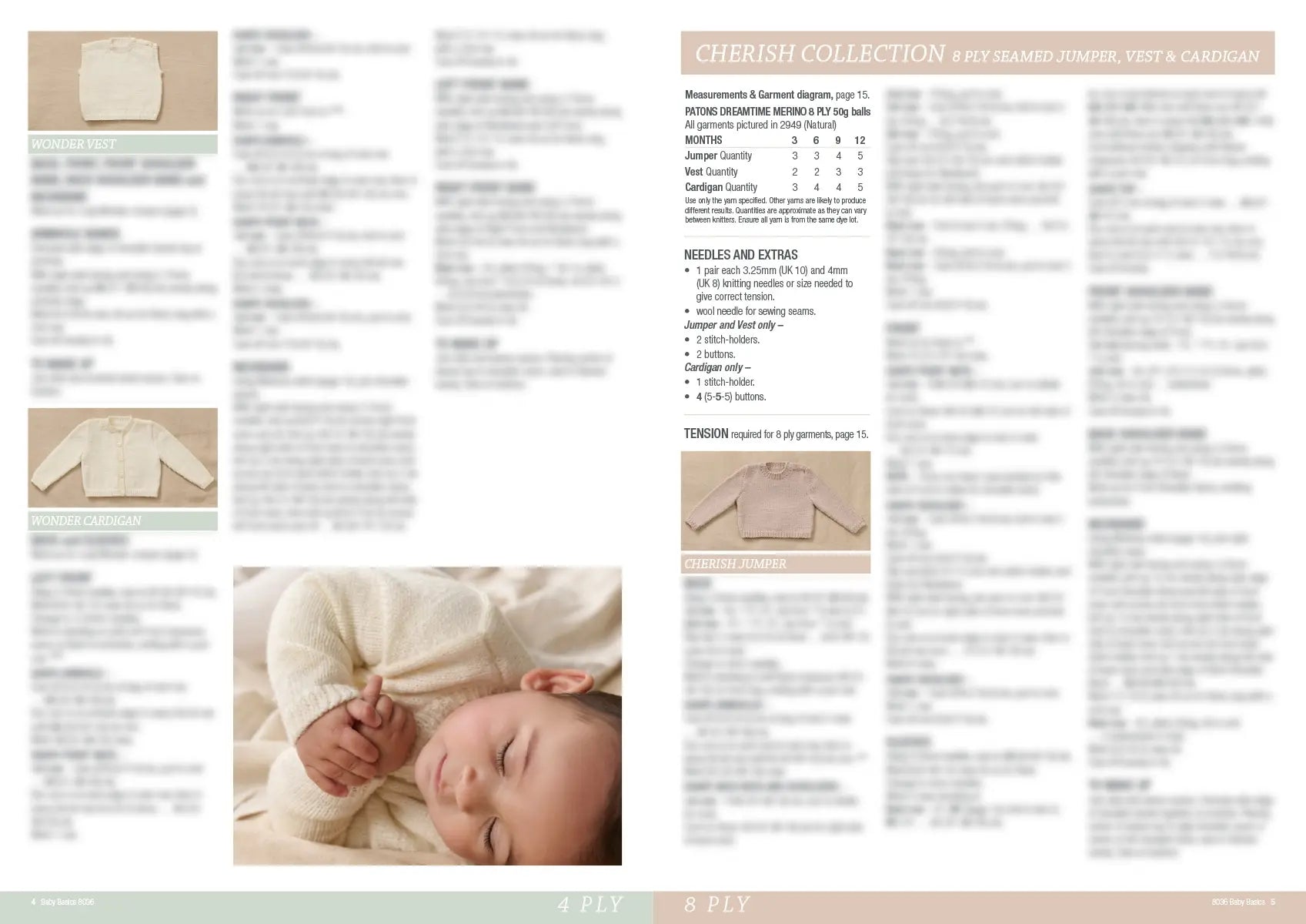 Baby Basics Pattern 8036 – Baby Cardigans, Jumpers & Hats Knitting Pattern