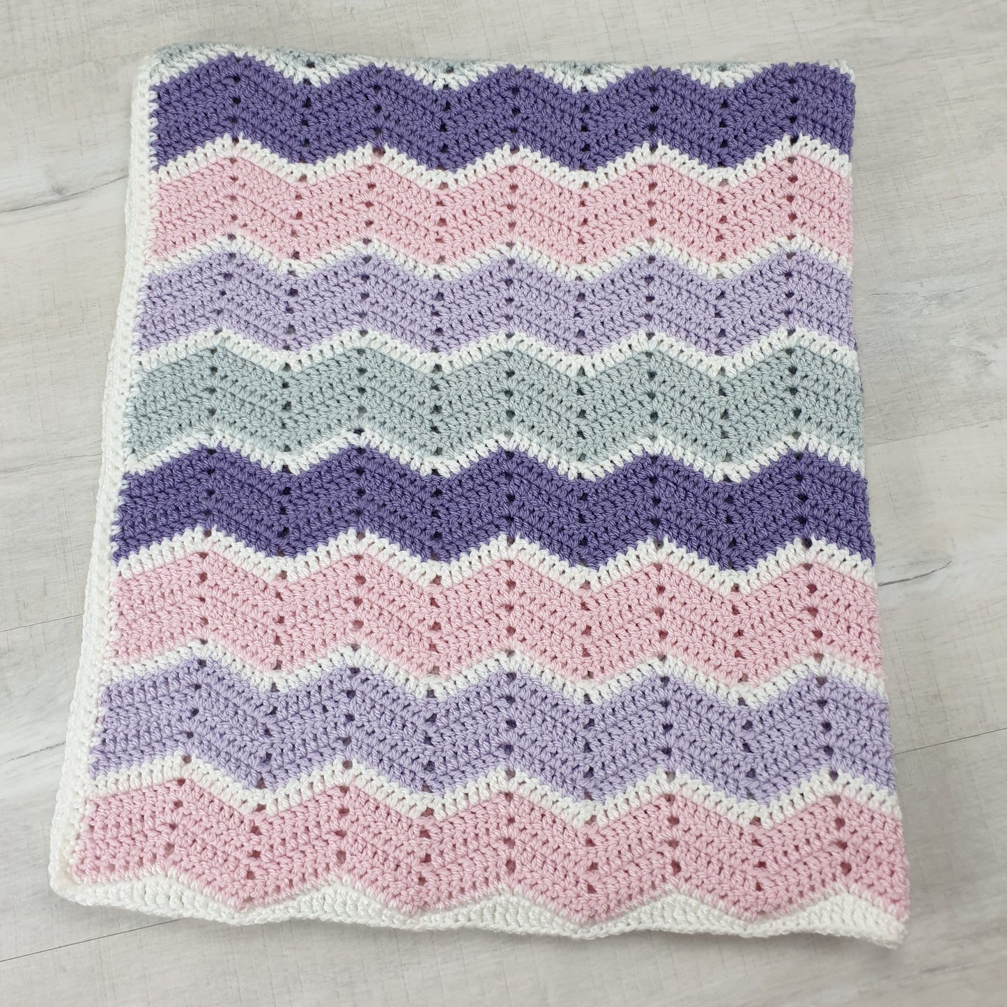 Handmade Chevron Acrylic Blanket – Pink, Purple, Grey &amp; White
